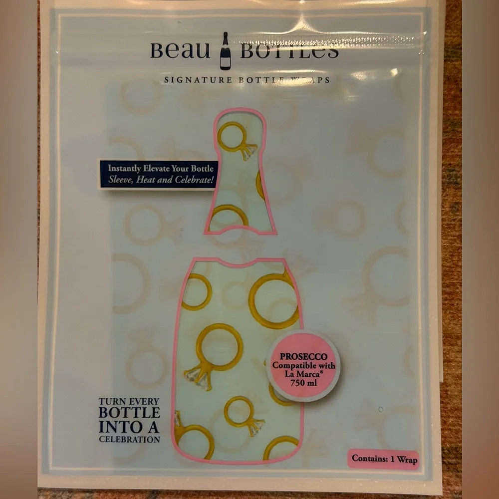 Beau Bottles Blue Engagement Ring-Prosecco Fit 3 Wraps & 2 Bottle Bowes